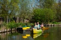 Canoeing on the hortillonnages of Amiens in Picardie Royalty Free Stock Photo